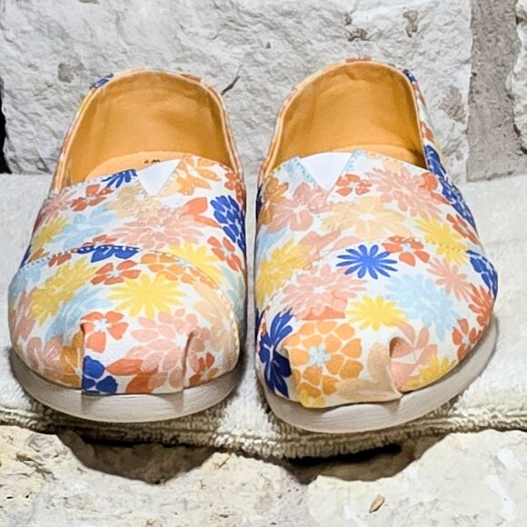 TOMS‎ Women's Floral Print Slip On Espadrille Flats Shoes Size 7 - Picture 2 of 8